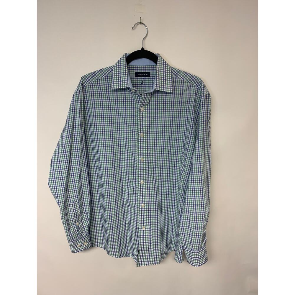 Nautica Shirt Plaid Preppy Academia Classic Button Down SZ Med 15 1/2